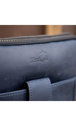 Мужская сумка синяя планшетка кожаная SHVIGEL 11284