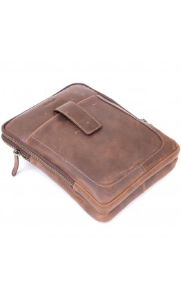Мужская сумка коричневая планшетка кожаная SHVIGEL 11285