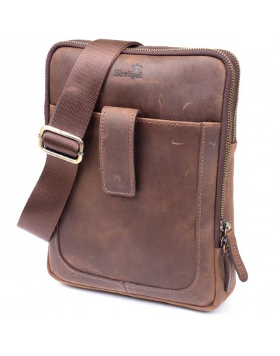 Фотография Мужская сумка коричневая планшетка кожаная SHVIGEL 11285