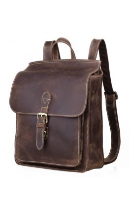 Очень модный и стильный кожаный коричневый рюкзак 71129-2