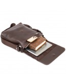 Фотография Мужская коричневая сумка на плечо из гладкой кожи GRANDE PELLE 11334