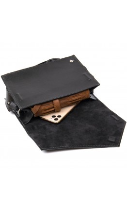 Черная женская небольшая кожаная сумка GRANDE PELLE 11434