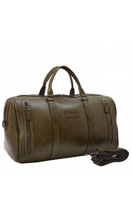 Кожаная дорожная мужская фирменная зеленая сумка TONY BELLUCCI - 1145-07