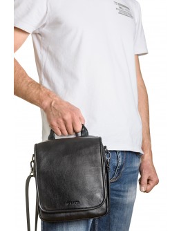 Черная мужская кожаная сумка на плечо - барсетка VZ-115-3