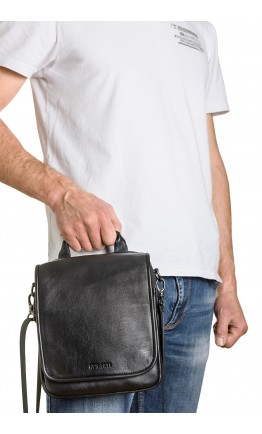 Черная мужская кожаная сумка на плечо - барсетка VZ-115-3