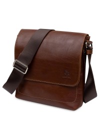 Кожаная мужская коричневая сумка на плечо GRANDE PELLE 11567