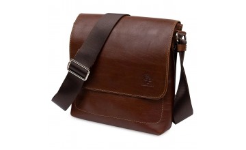 Шкіряна чоловіча коричнева сумка на плече GRANDE PELLE 11567