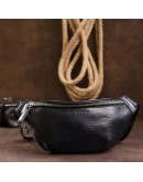 Фотография Черная кожаная мужская сумка на пояс GRANDE PELLE 11569