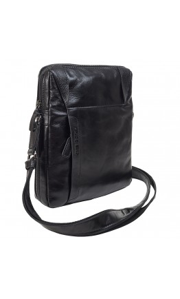 Кожаная черная мужская сумка на плечо Bond - 1157-101