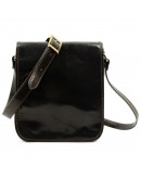 Фотография Кожаная мужская сумка на плечо темно-коричневая Time Resistance On The Road 1165201 bbrown