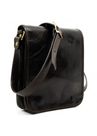 Кожаная мужская сумка на плечо темно-коричневая Time Resistance On The Road 1165201 bbrown