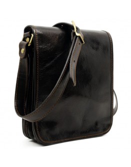 Кожаная мужская сумка на плечо темно-коричневая Time Resistance On The Road 1165201 bbrown
