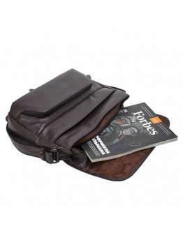 Кожаная горизонтальная коричневая сумка на плечо формата А4  TONY BELLUCCI - 1184-04
