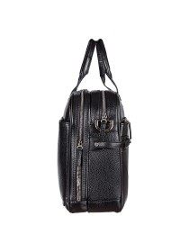 Черный вместительный кожаный фирменный портфель BOND 1209-281
