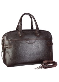 Коричневый вместительный кожаный фирменный портфель BOND 1209-286