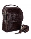 Фотография Коричневая кожаная маленькая сумка на плечо - барсетка BOND 1247-355