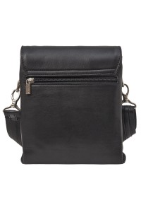 Кожаная мужская черная вместительная сумка на плечо DESISAN - 1321-101