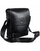 Фотография Мужская черная кожаная сумка на плечо DESISAN - 1327-01