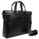 Кожаная гладкая мужская чёрная сумка для ноутбука 15.6 дюймов DESISAN 1335-101