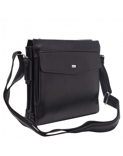Фотография Кожаная черная мужская сумка на плечо DESISAN - 1357-101