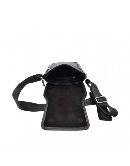Кожаная черная мужская сумка на плечо Bond - 1357-281