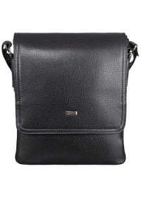 Черная кожаная вместительная мужская сумка на плечо DESISAN 1359-01