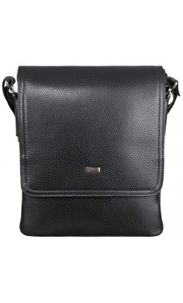 Черная кожаная вместительная мужская сумка на плечо DESISAN 1359-01