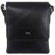 Кожаная мужская черная вместительная сумка на плечо DESISAN - 1359-1