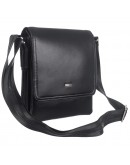 Фотография Кожаная мужская черная вместительная сумка на плечо DESISAN - 1359-1