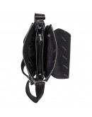 Фотография Кожаная мужская черная вместительная сумка на плечо DESISAN - 1359-1
