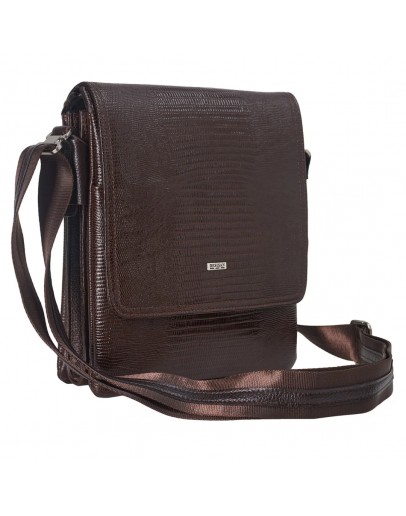 Фотография Мужская коричневая кожаная сумка на плечо DESISAN 1359-142