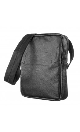 Черная мужская кожаная сумка на плечо SHVIGEL 13935
