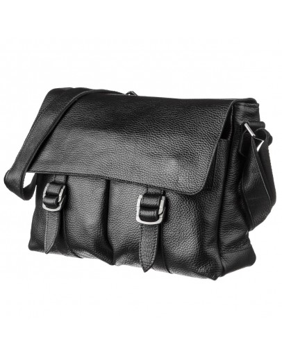Фотография Черная кожаная мужская сумка на плечо Shvigel 13970