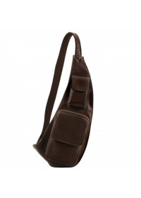 Кожаный темно-коричневый рюкзак - слинг через плече Tuscany Leather TL141352 bbrown