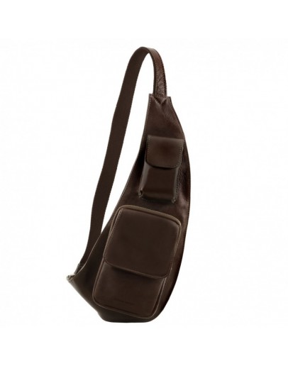 Фотография Кожаный темно-коричневый рюкзак - слинг через плече Tuscany Leather TL141352 bbrown