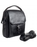 Фотография Мужская черная кожаная сумка - барсетка BOND 1413-281
