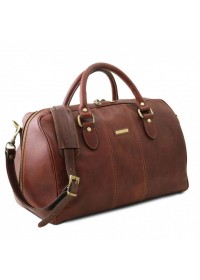 Коричневая кожаная фирменная сумка-даффл Tuscany Leather Lisbona TL141658 brown