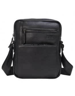 Кожаная мужская черная сумка на плечо Bond - 1429-101