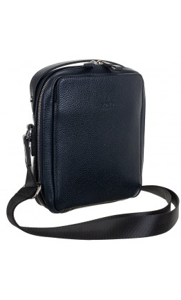 Кожаная синяя мужская сумка на плечо - барстека BOND 1447-1170