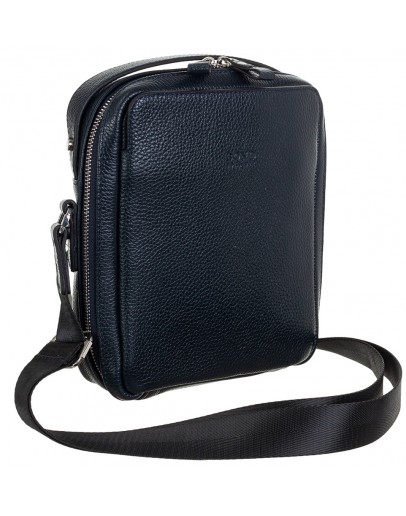 Фотография Кожаная синяя мужская сумка на плечо - барстека BOND 1447-1170