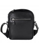 Фотография Кожаная черная мужская сумка на плечо - барстека BOND 1447-281