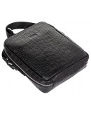 Фотография Кожаная черная мужская сумка c теснением на плечо - барстека BOND 1447-356