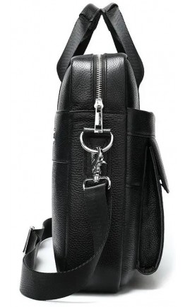 Черная мужская кожаная деловая сумка Vintage 14628
