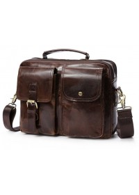 Мужская коричневая кожаная сумка на каждый день Vintage 14693