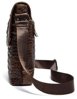 Коричневая сумка на плечо с тиснением под крокодила Vintage 14698
