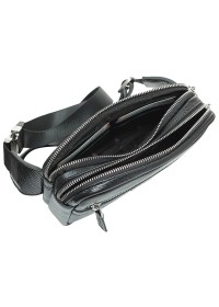 Кожаная мужская черная сумка на пояс DESISAN - 1470-01