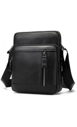 Черная кожаная мужская сумка на плечо Vintage 14701