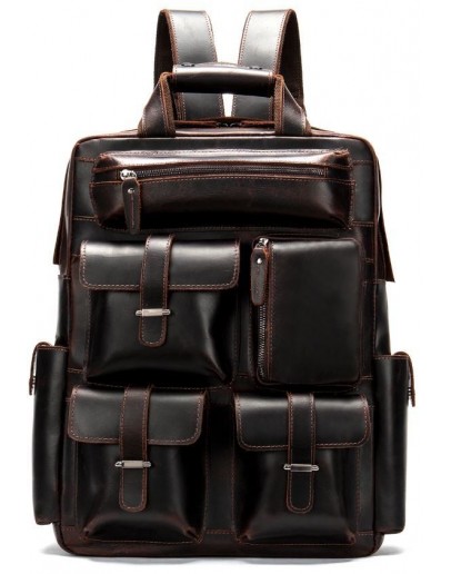 Фотография Темно-коричневый кожаный мужской рюкзак Vintage 14711