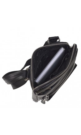 Черная кожаная мужская сумка - планшетка DESISAN 1472-143