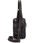Фотография Коричневый кожаный мужской слинг - сумка на плечо Vintage 14741